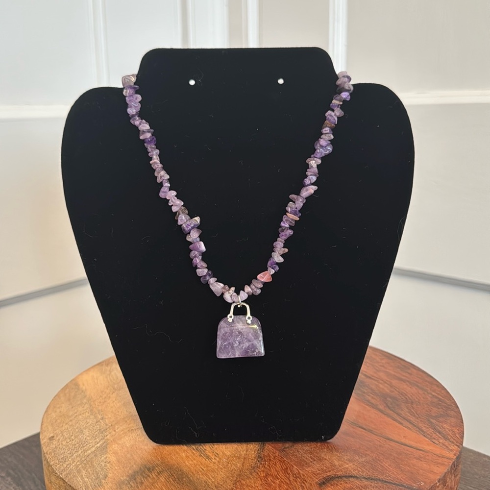 Layered Amethyst Chip Crystal Necklace